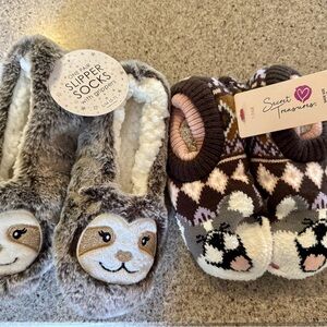 Secret Treasures Kids Slipper Socks - Gray and Brown